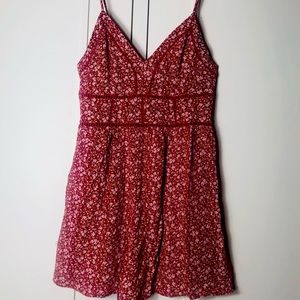 American Eagle | Red Floral Romper